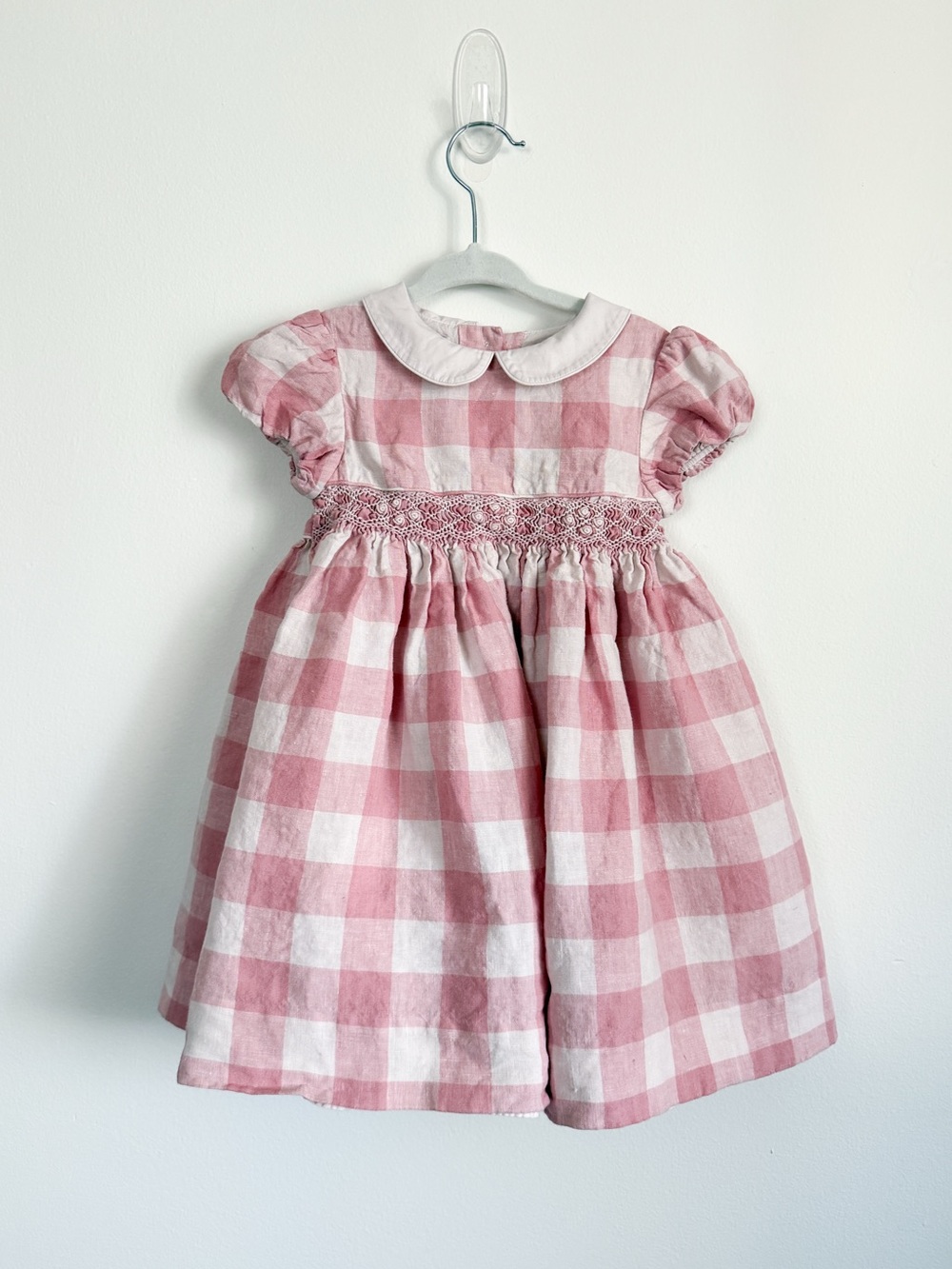 Ralph Lauren Pink and White Gingham Hand Smocked Baby Dress size 18 month